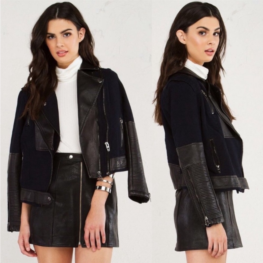 BLANKNYC Sour Faced Faux Leather Moto Jacket NWT - Picture 1 of 5